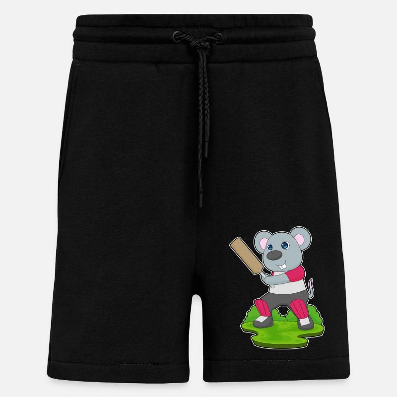 Souris Cricket Battes de cricket - Short bio décontracté fabriqué en UE - SOLID BLACK