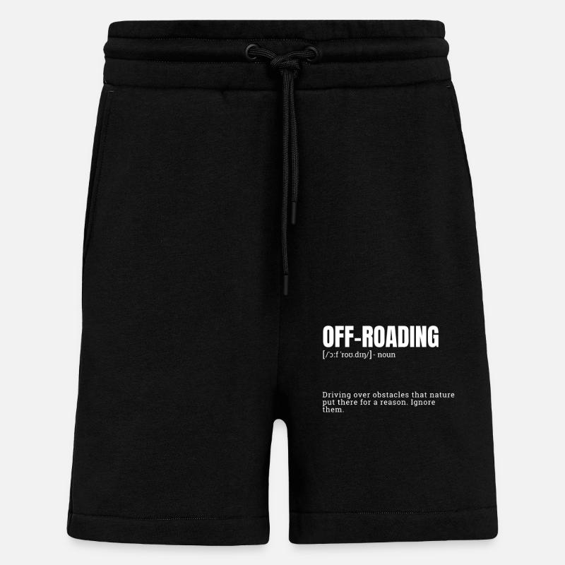 Funny Off-Roading Definition - Shorts - made by SPREAD - SOLID BLACK