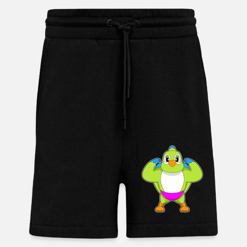 Parrot Bodybuilder Musculation - Short bio décontracté fabriqué en UE - SOLID BLACK