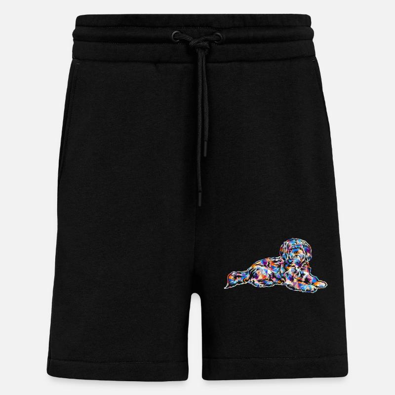 Lhasa Apso Geometric - Shorts - made by SPREAD - SOLID BLACK