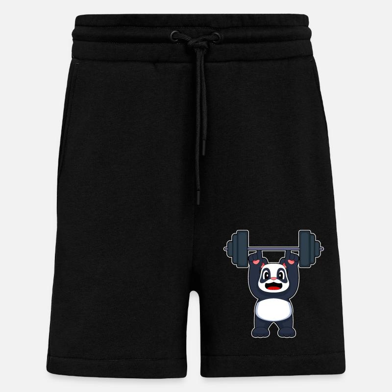 Panda Bodybuilder Dumbbell Bodybuilding - Shorts - made by SPREAD - SOLID BLACK