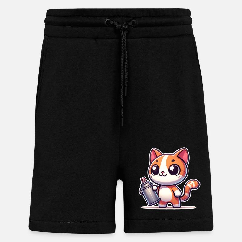 Cat Graffiti - Shorts - made by SPREAD - SOLID BLACK
