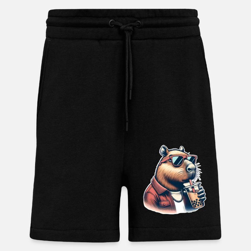 Capybara Bubble Tea - Shorts - made by SPREAD - SOLID BLACK