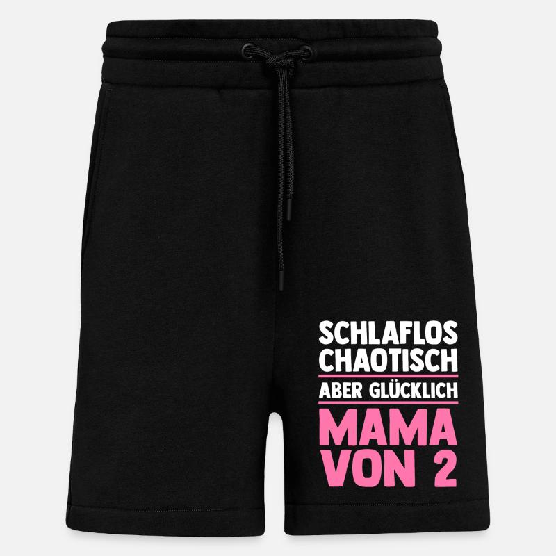 Maman de 2 enfants - Short bio décontracté fabriqué en UE - SOLID BLACK