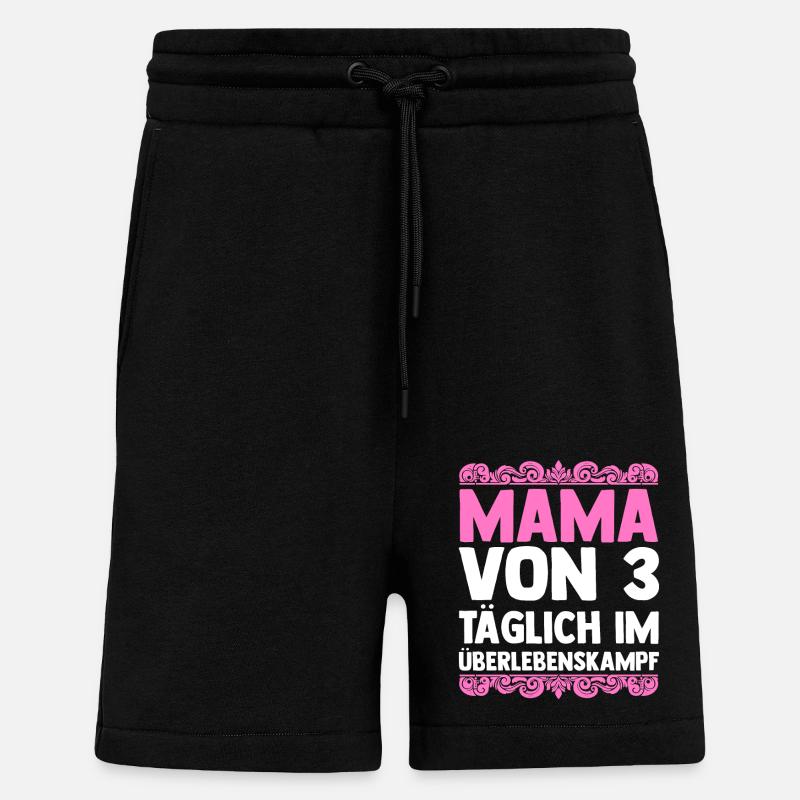 Maman de 3 enfants - Short bio décontracté fabriqué en UE - SOLID BLACK