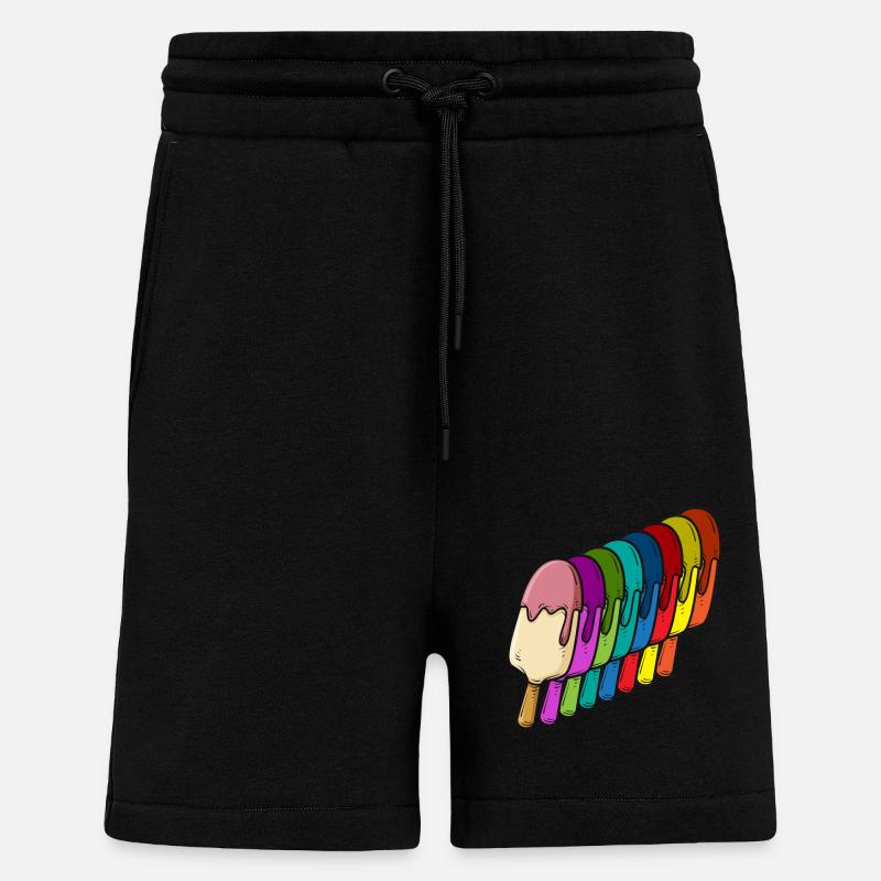 Amateur de crème glacée Arc-en-ciel - Short bio décontracté fabriqué en UE - SOLID BLACK