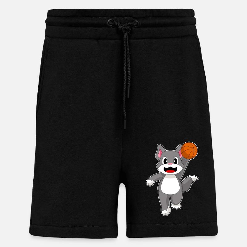 Chat Basketteur Basketteur - Short bio décontracté fabriqué en UE - SOLID BLACK