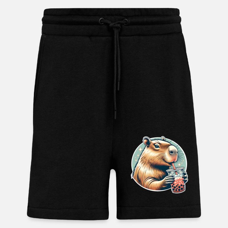 Thé à bulles Capybara - Short bio décontracté fabriqué en UE - SOLID BLACK
