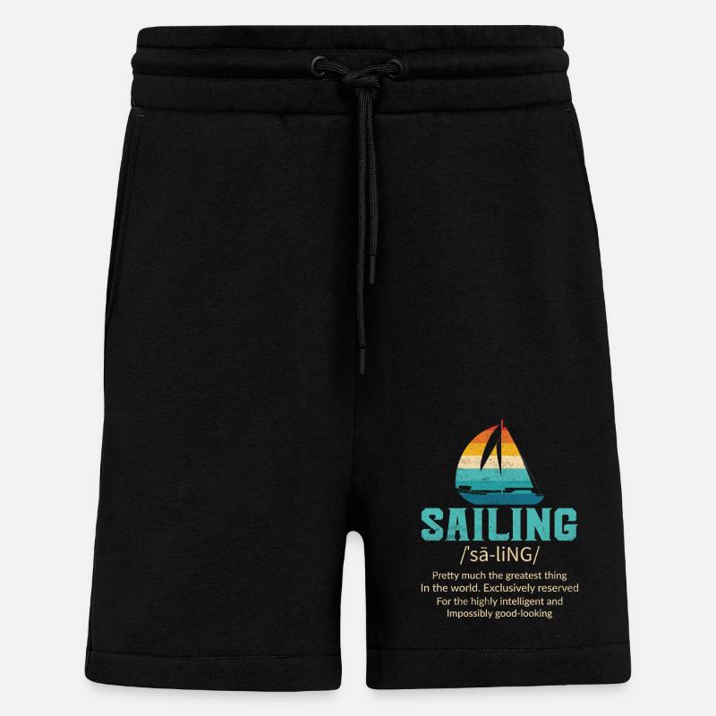 Voilier marin - Short bio décontracté fabriqué en UE - SOLID BLACK