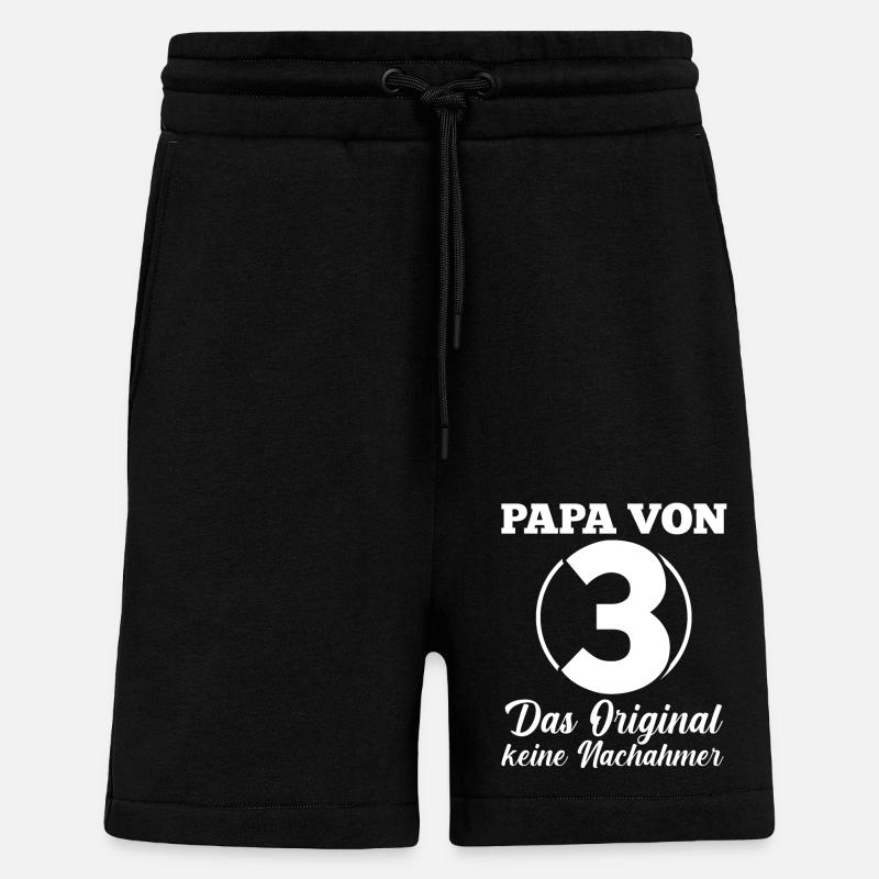 Père de 3 enfants - Short bio décontracté fabriqué en UE - SOLID BLACK