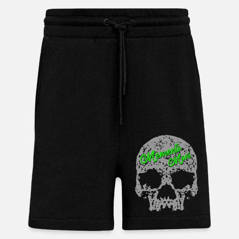 Crâne Memento Mori - Short bio décontracté fabriqué en UE - SOLID BLACK