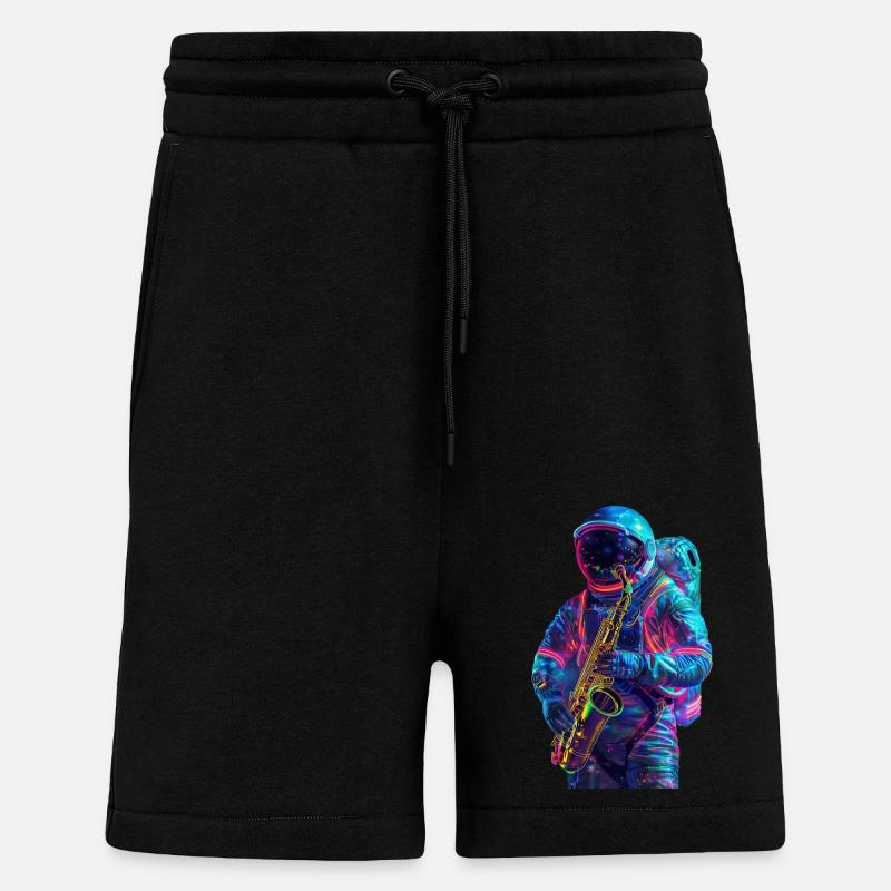 Saxophone astronaute - Short bio décontracté fabriqué en UE - SOLID BLACK