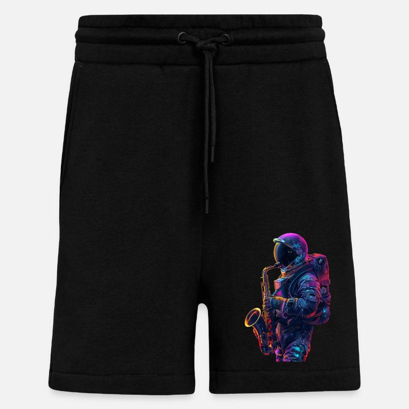 Saxophone astronaute - Short bio décontracté fabriqué en UE - SOLID BLACK