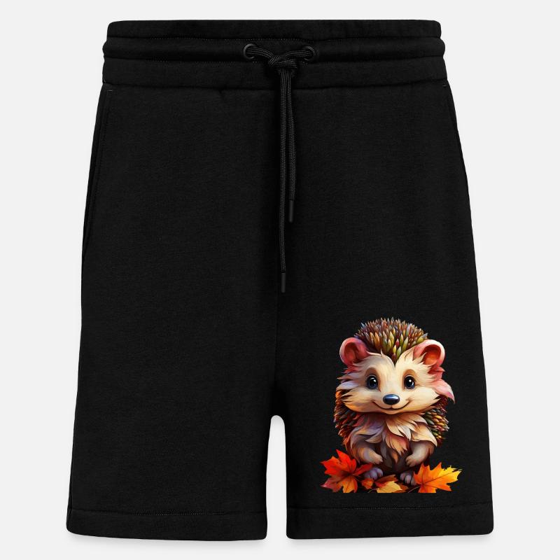 FEUILLES D’AUTOMNE HÉRISSON - Short bio décontracté fabriqué en UE - SOLID BLACK