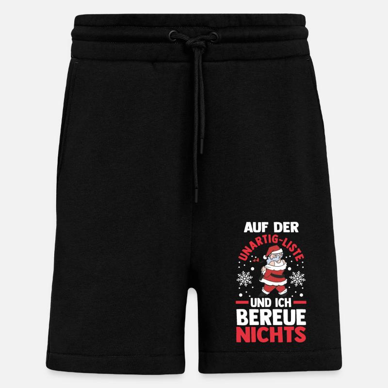 Père Noël Coquin Noël - Short bio décontracté fabriqué en UE - SOLID BLACK