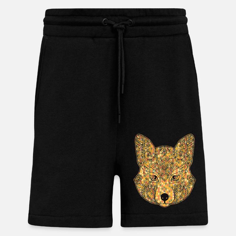 Fox Geometric Face - Shorts - made by SPREAD - SOLID BLACK