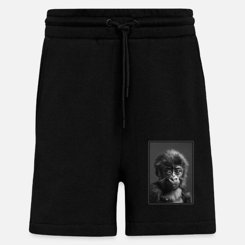 Gorilles Gorilles - Short bio décontracté fabriqué en UE - SOLID BLACK