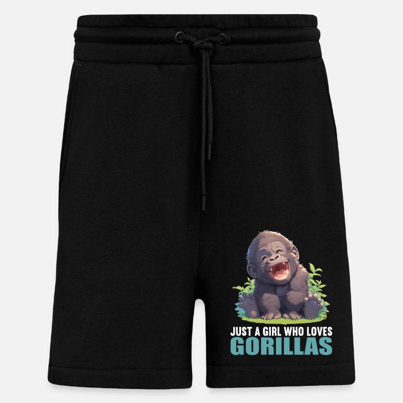 Gorilles Gorilles - Short bio décontracté fabriqué en UE - SOLID BLACK