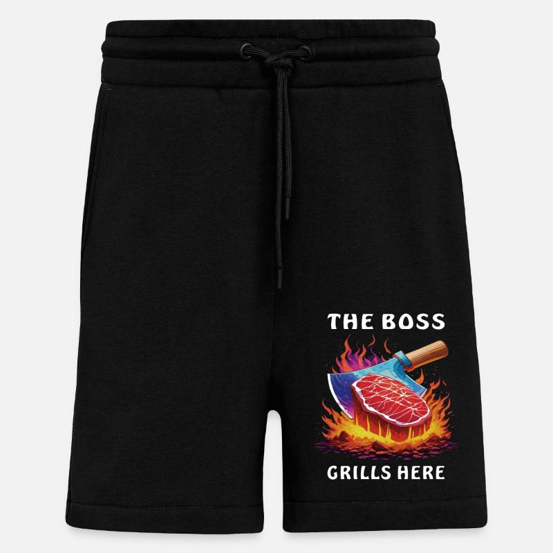 STEAK THE GRILLS HERE - Shorts - made by SPREAD - SOLID BLACK
