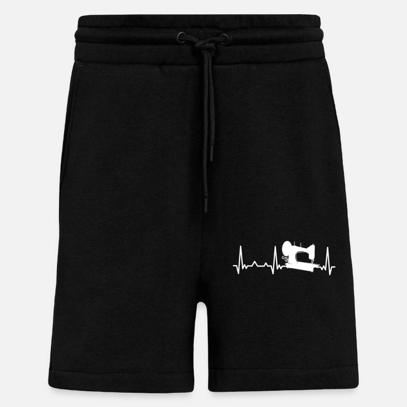 Sewing Machine Heartbeat Sewing Passion - Short bio décontracté fabriqué en UE - SOLID BLACK