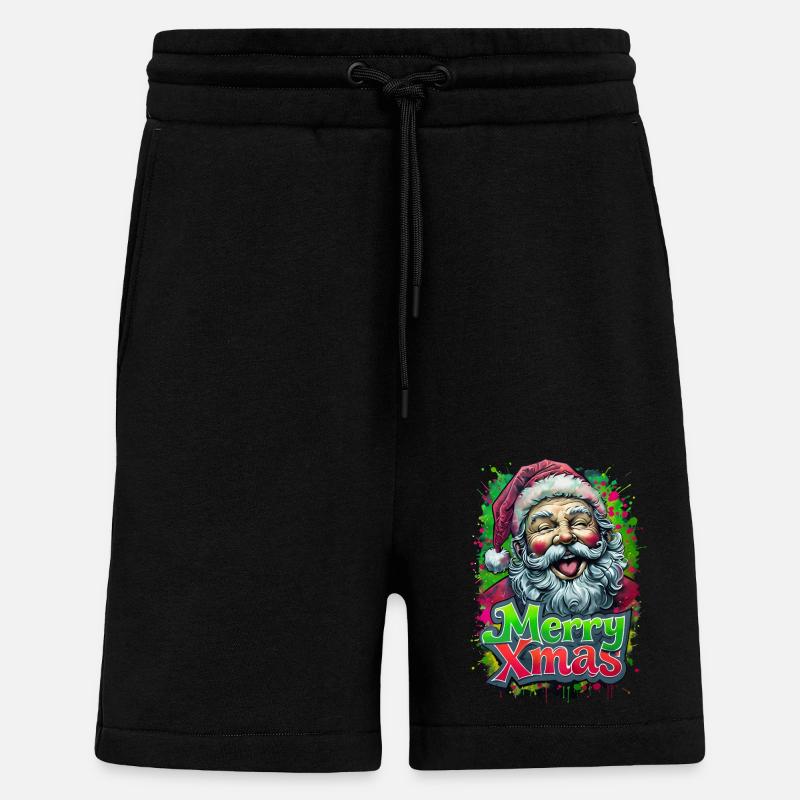 Joyeux Noël Drôle Père Noël - Short bio décontracté fabriqué en UE - SOLID BLACK