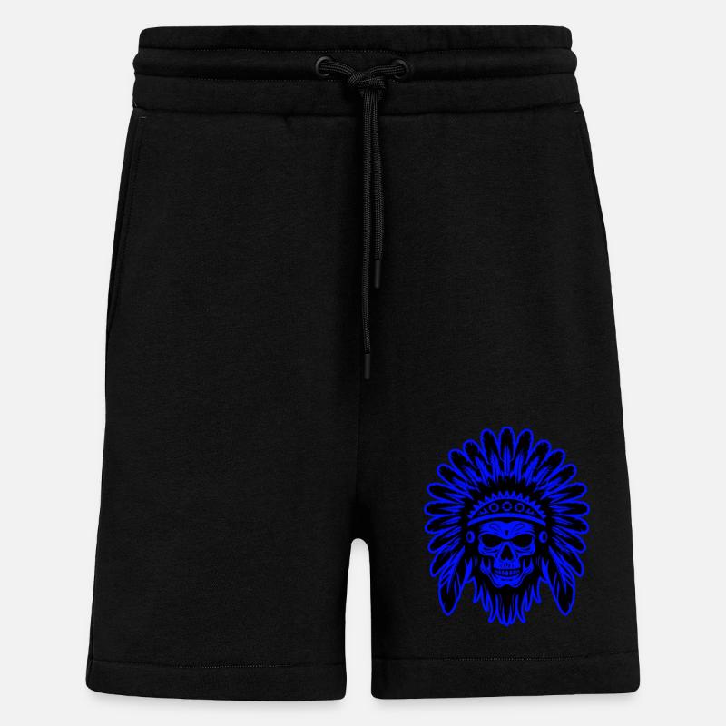 Crâne Apache Indien - Short bio décontracté fabriqué en UE - SOLID BLACK