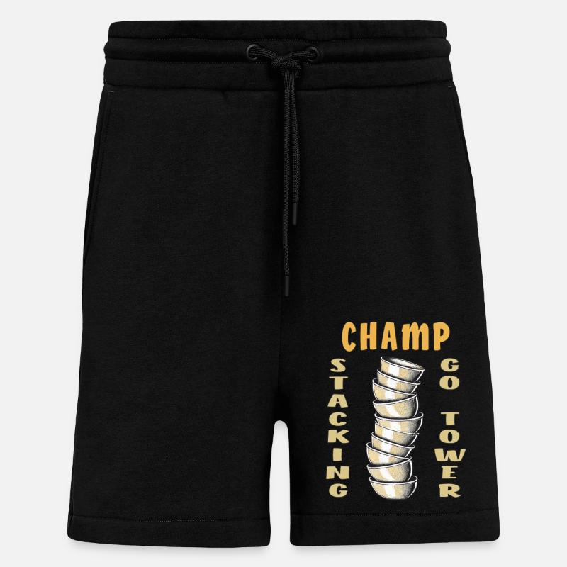 CUP STACKING CHAMP GO TOWER - Shorts - made by SPREAD - SOLID BLACK