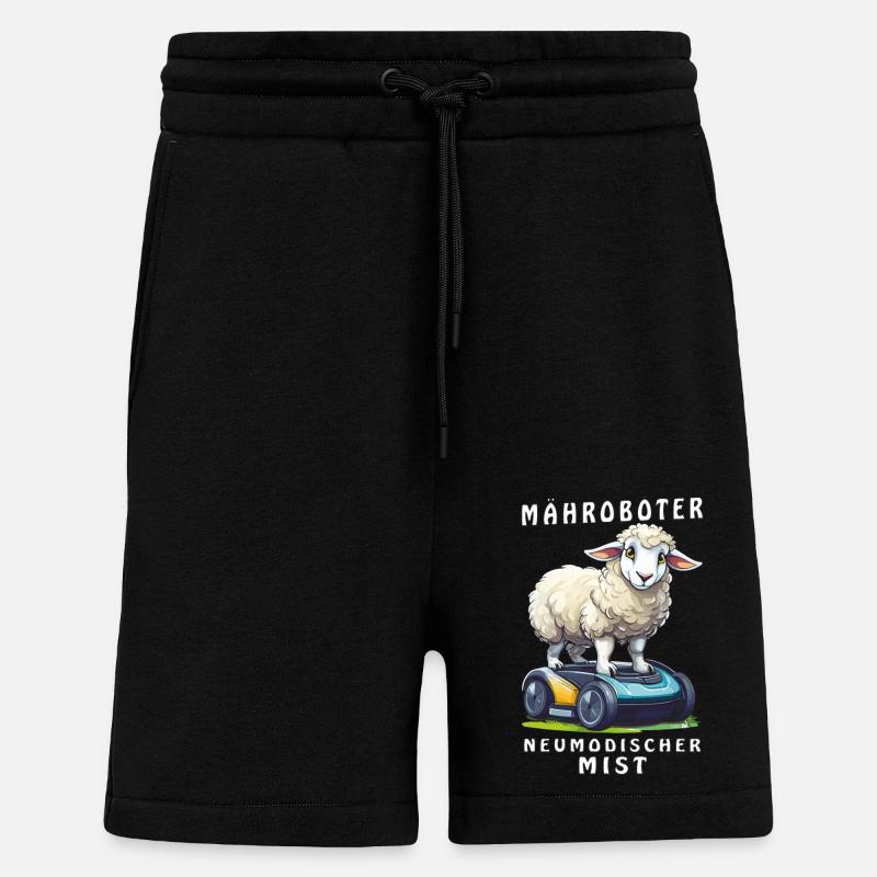 SHEEP ROBOTIC LAWNMOWER NEWFANGLED CRAP - Shorts - made by SPREAD - SOLID BLACK