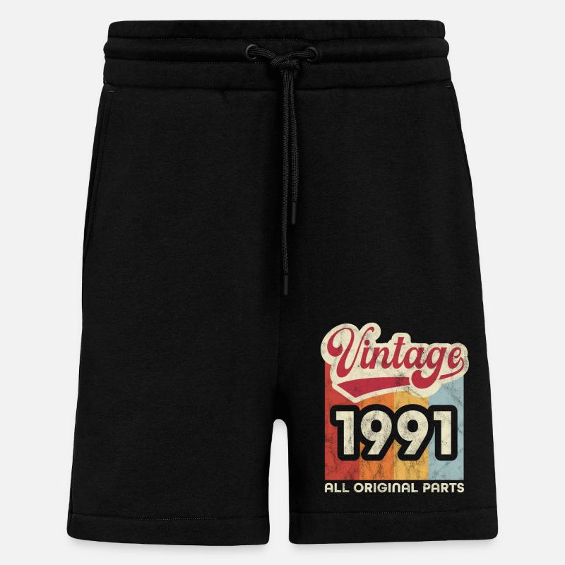 Millésime 1991 - Short bio décontracté fabriqué en UE - SOLID BLACK