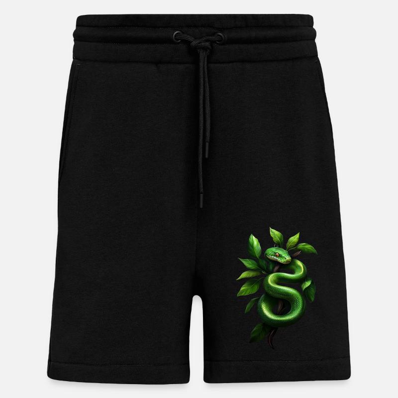 Grüner Baumpython Schlangen Liebhaber Terrarium - Shorts - made by SPREAD - SOLID BLACK