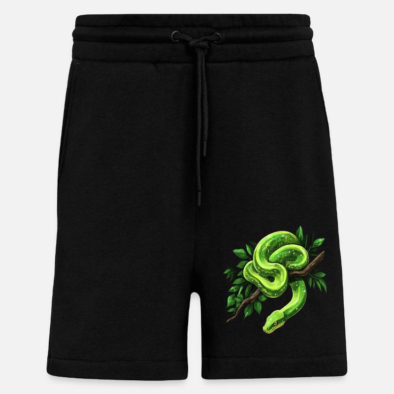 Grüner Baumpython Schlangen Liebhaber Terrarium - Shorts - made by SPREAD - SOLID BLACK