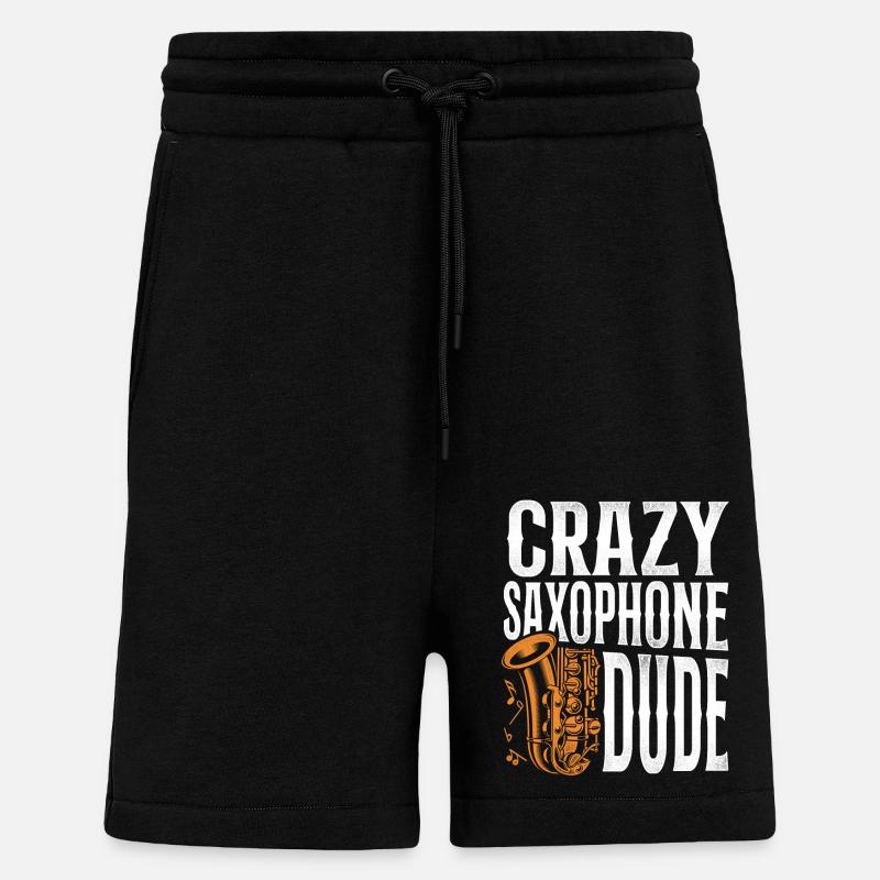 Saxophone Crazy Saxophone Dude - Shorts - made by SPREAD - SOLID BLACK