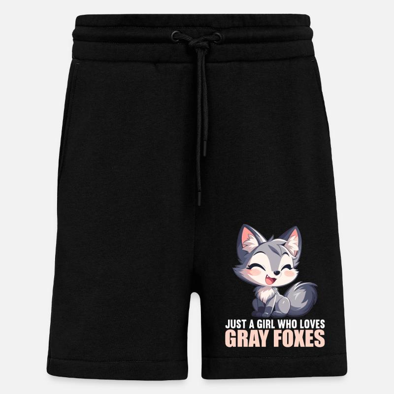 Gray foxes Gray fox - Shorts - made by SPREAD - SOLID BLACK