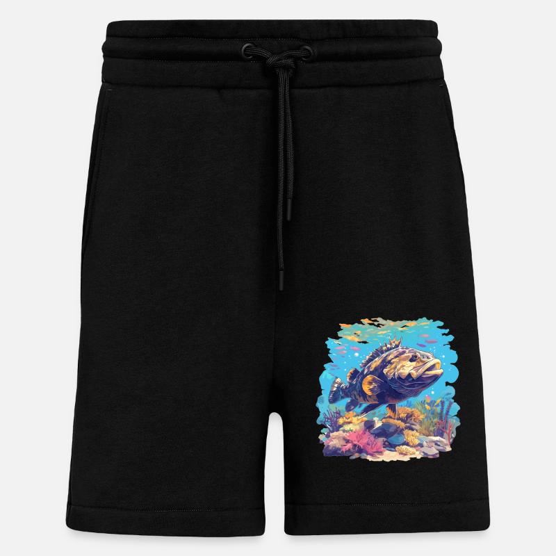 groupers grouper - Shorts - made by SPREAD - SOLID BLACK