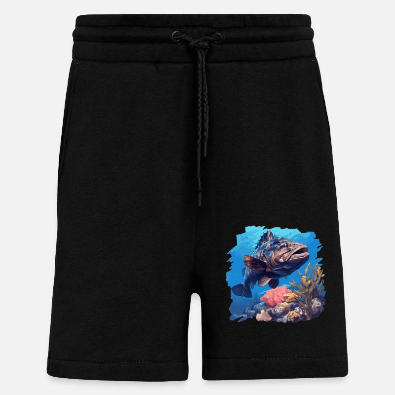 groupers grouper - Shorts - made by SPREAD - SOLID BLACK