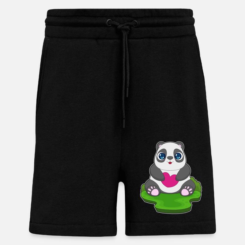 Cœur de panda - Short bio décontracté fabriqué en UE - SOLID BLACK