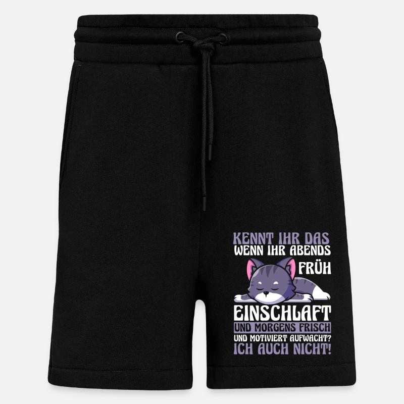 Faulenzer Langschläfer Motivation Katze - Shorts - made by SPREAD - SOLID BLACK