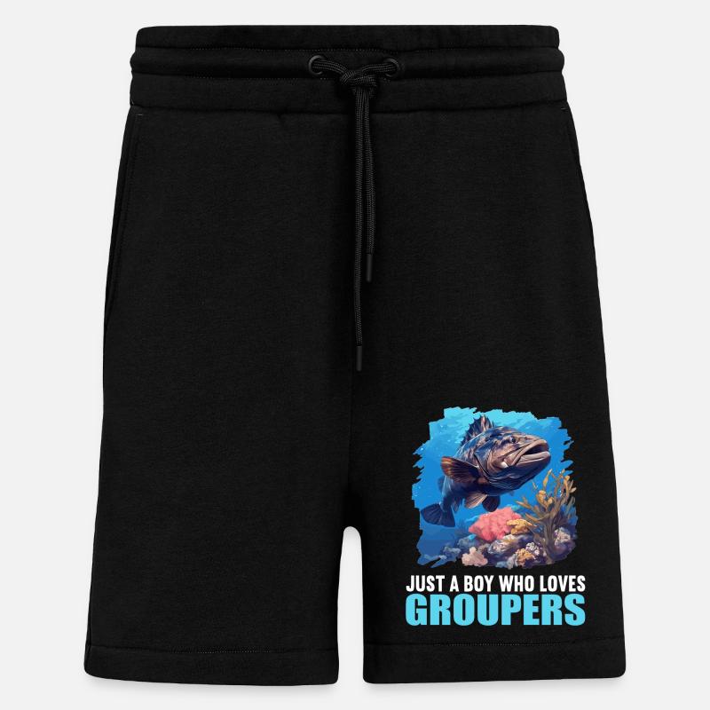 groupers grouper - Shorts - made by SPREAD - SOLID BLACK