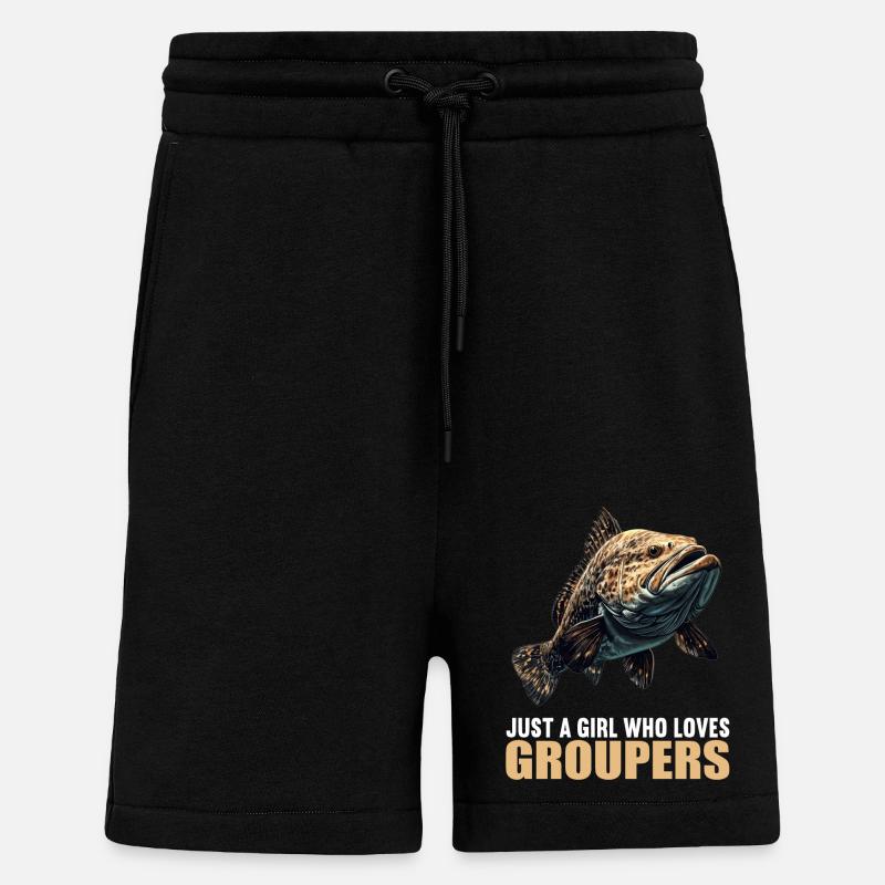 groupers grouper - Shorts - made by SPREAD - SOLID BLACK