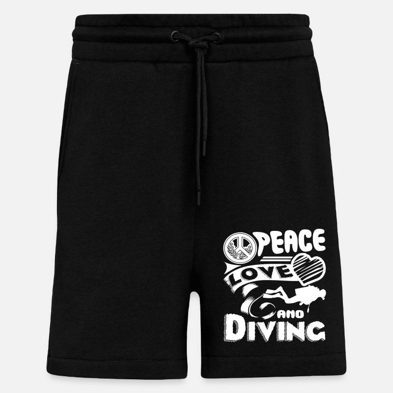Diving Peace Love Diving - Shorts - made by SPREAD - SOLID BLACK