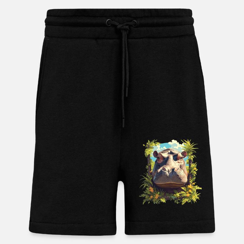 Nilpferd Flußpferd - Shorts - made by SPREAD - SOLID BLACK