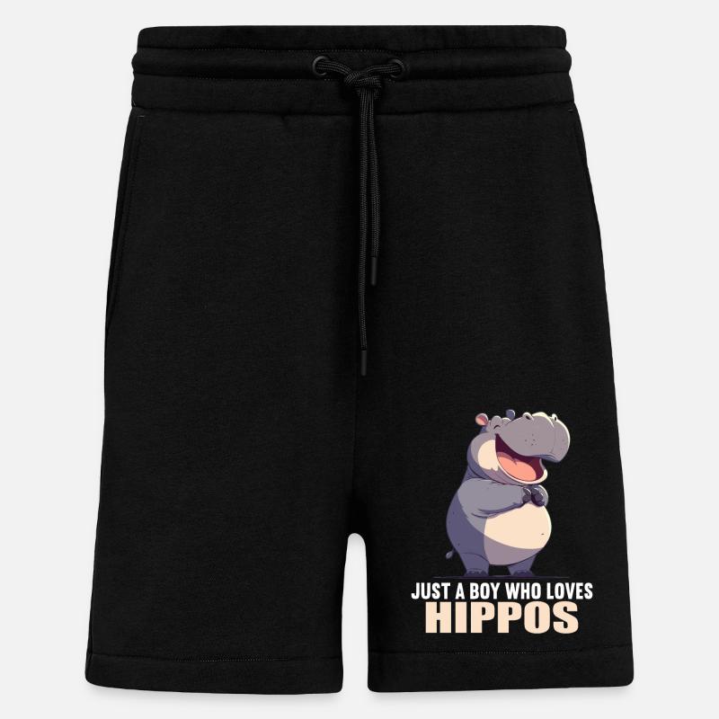 Nilpferd Flußpferd - Shorts - made by SPREAD - SOLID BLACK