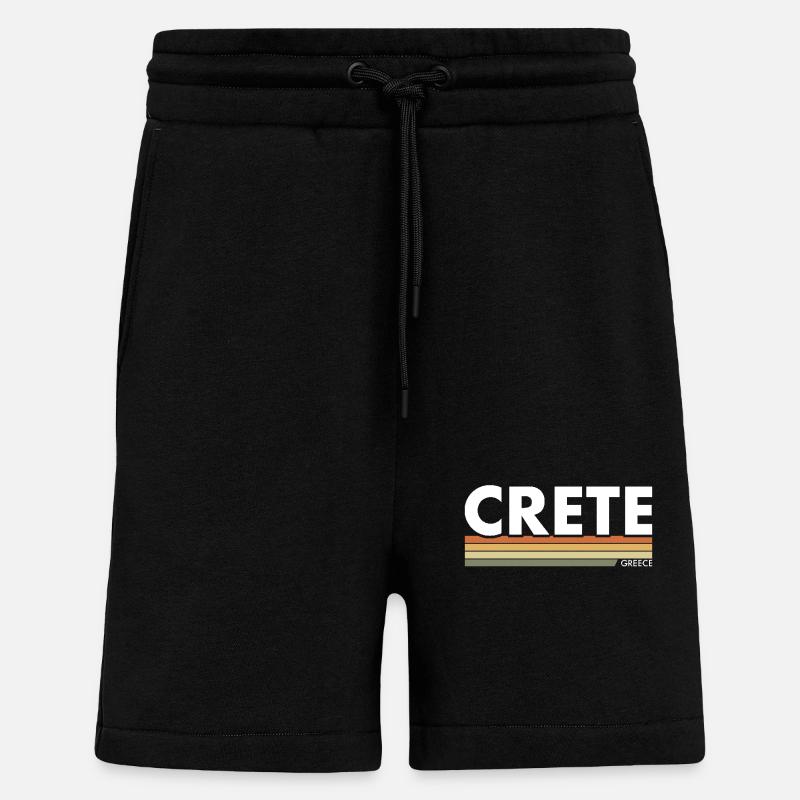 Crète Grèce Grec - Short bio décontracté fabriqué en UE - SOLID BLACK
