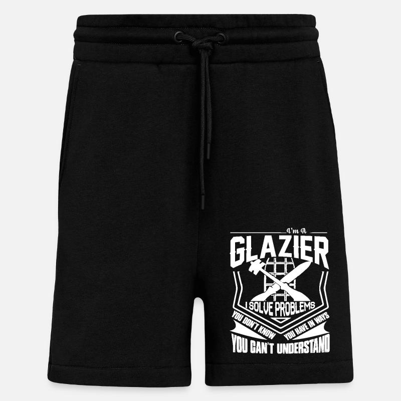 Glazier I Solve Problems - Shorts - made by SPREAD - SOLID BLACK