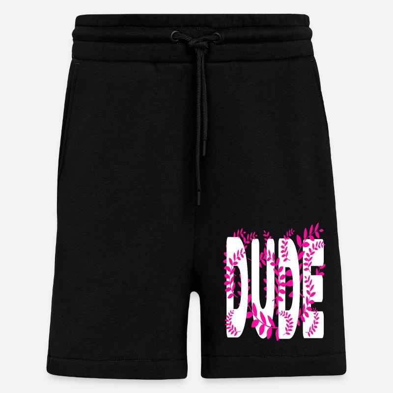 Hawaii stil text Dude - Shorts - made by SPREAD - SOLID BLACK