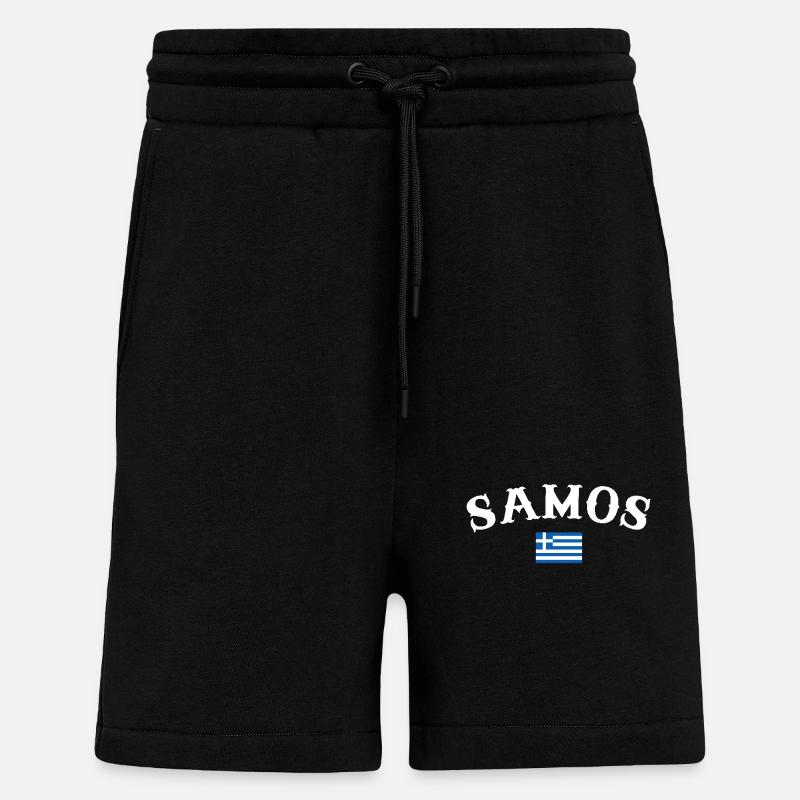 Samos Grèce Drapeau grec Grec - Short bio décontracté fabriqué en UE - SOLID BLACK
