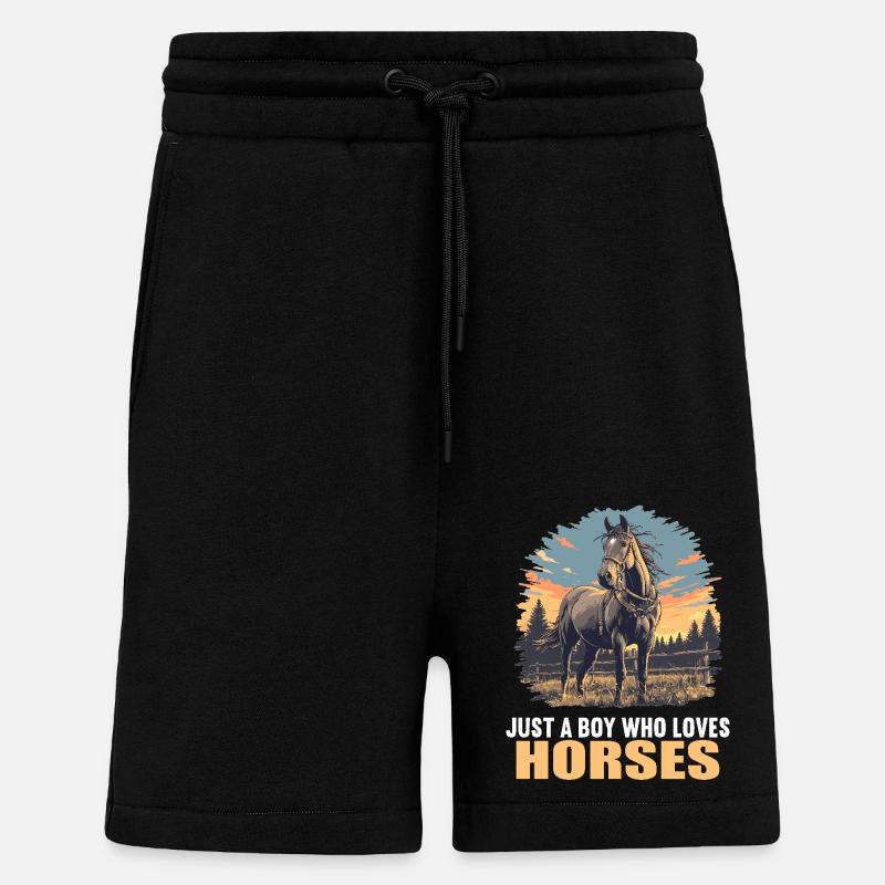 Chevaux Cheval - Short bio décontracté fabriqué en UE - SOLID BLACK