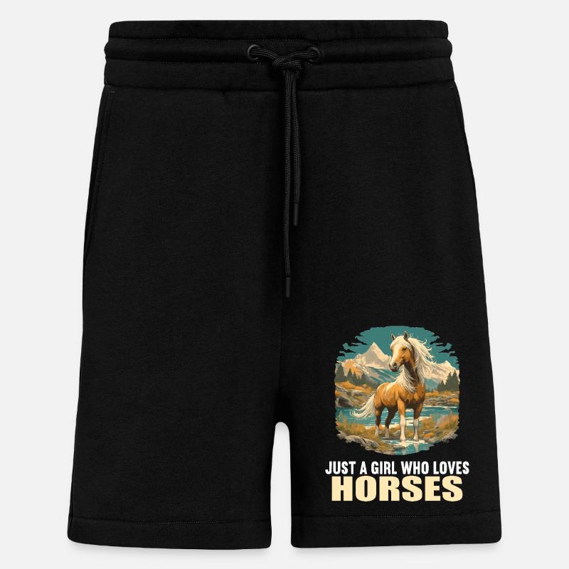 Chevaux Cheval - Short bio décontracté fabriqué en UE - SOLID BLACK