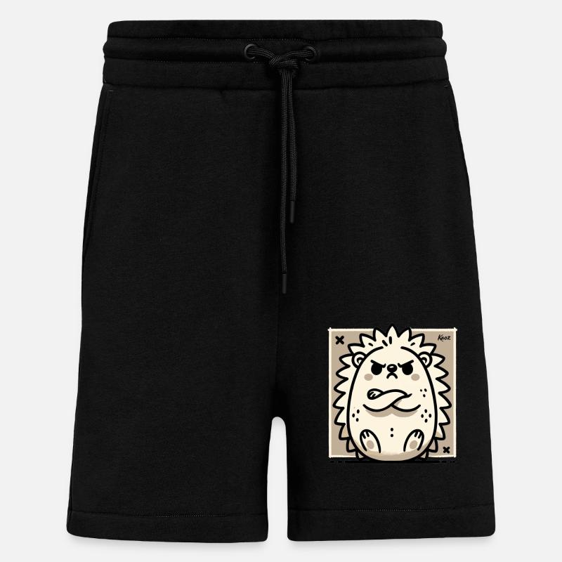 Hérisson mignon boudeur et offensé - Short bio décontracté fabriqué en UE - SOLID BLACK