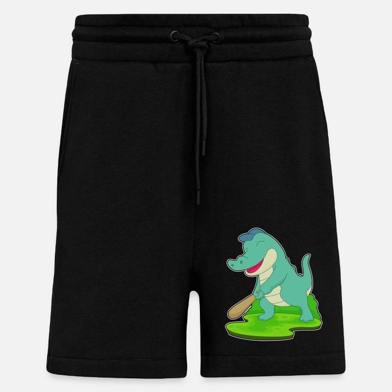 Bâton de baseball Crocodile - Short bio décontracté fabriqué en UE - SOLID BLACK